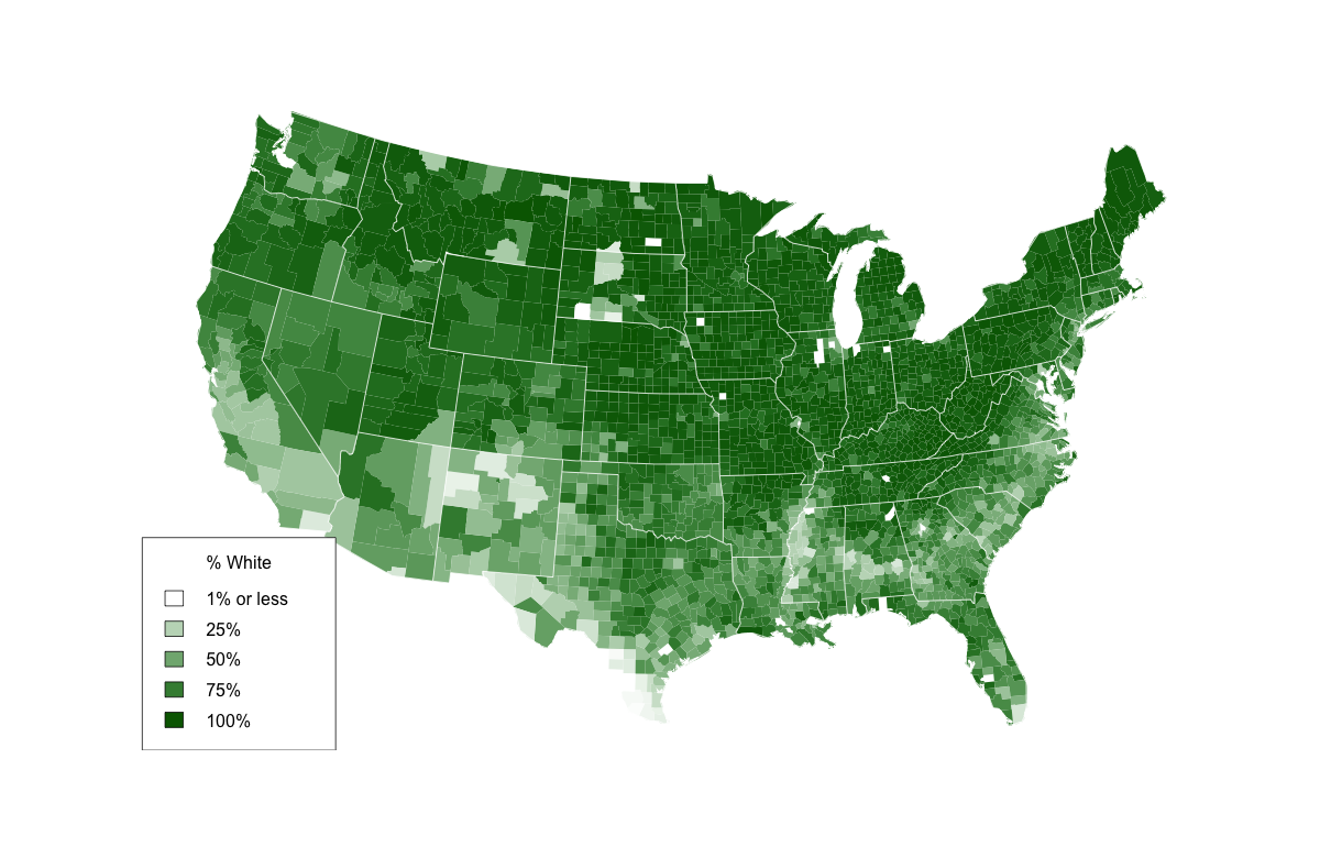 Percent white map